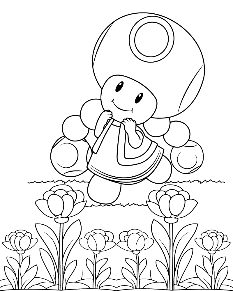 Dibujo de Toadette And Flowers Coloring Page para Colorear