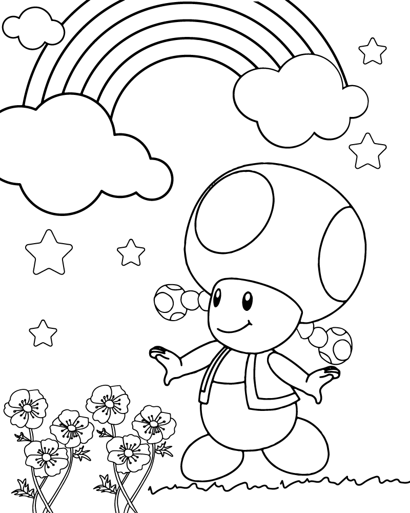 Dibujo de Toadette And Rainbow Coloring Page para Colorear