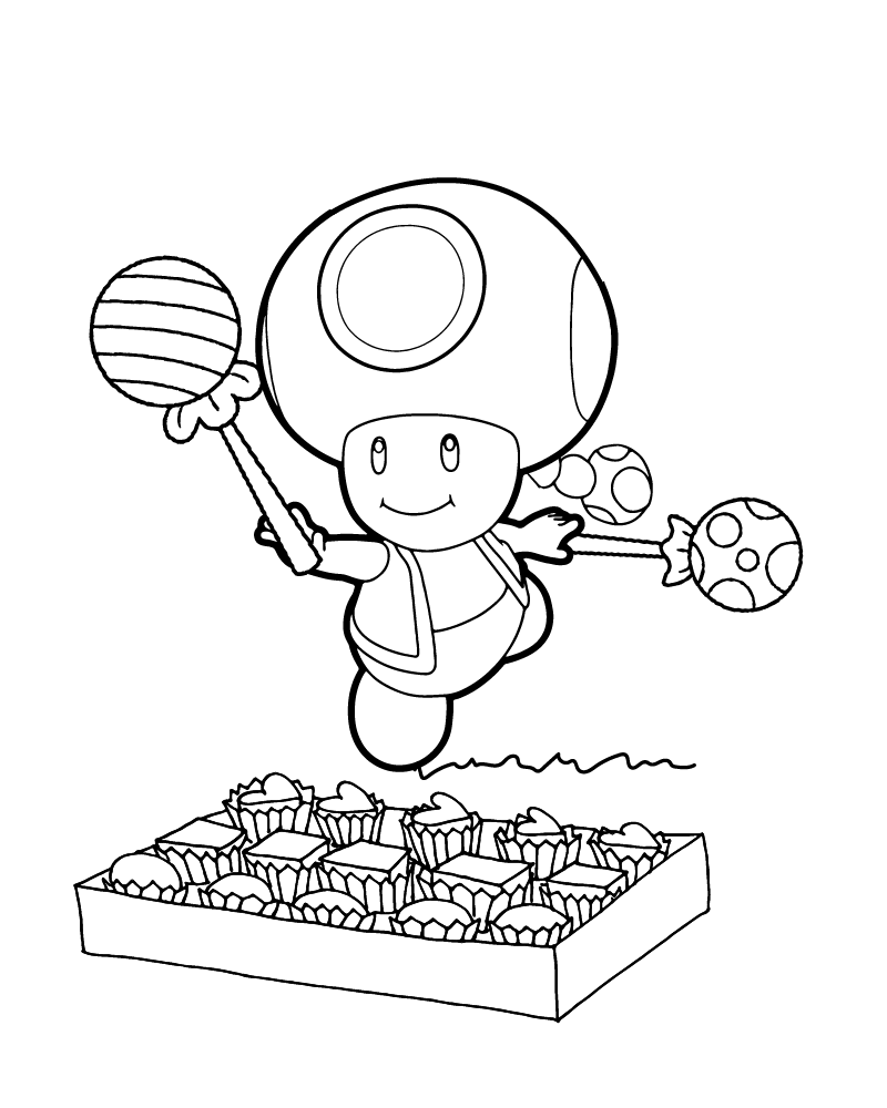 Dibujo de Toadette Eating Candies Coloring Page para Colorear