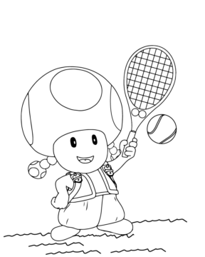 Dibujo de Toadette Playing Tennis Coloring Page para Colorear