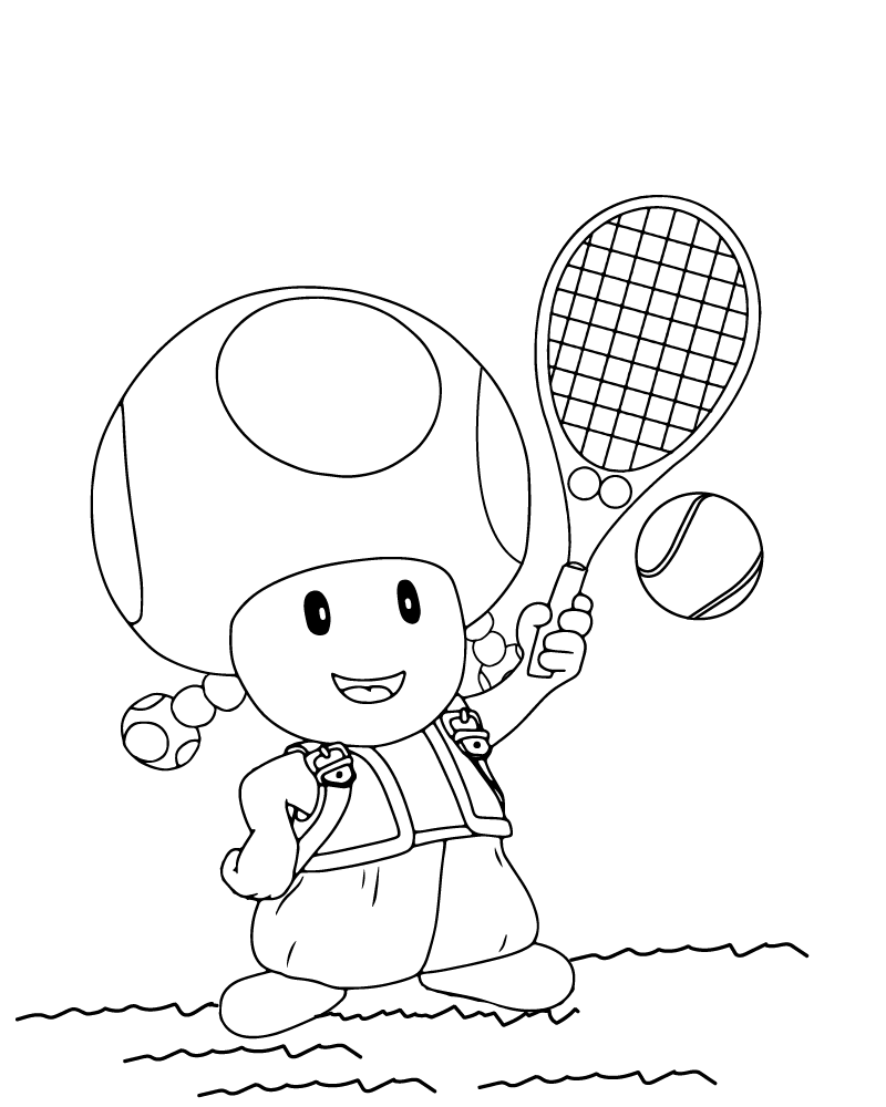 Dibujo de Toadette Playing Tennis Coloring Page para Colorear