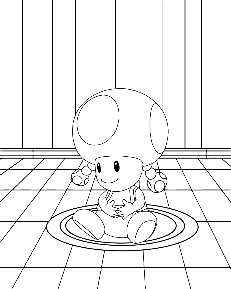 Dibujo de Toadette Sitting On The Floor Coloring Page para Colorear