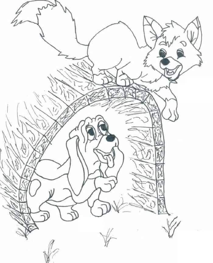 Dibujo de Tod y Casa de Cobre para Colorear