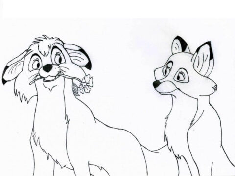 Dibujo de Tod y Vixey para Colorear