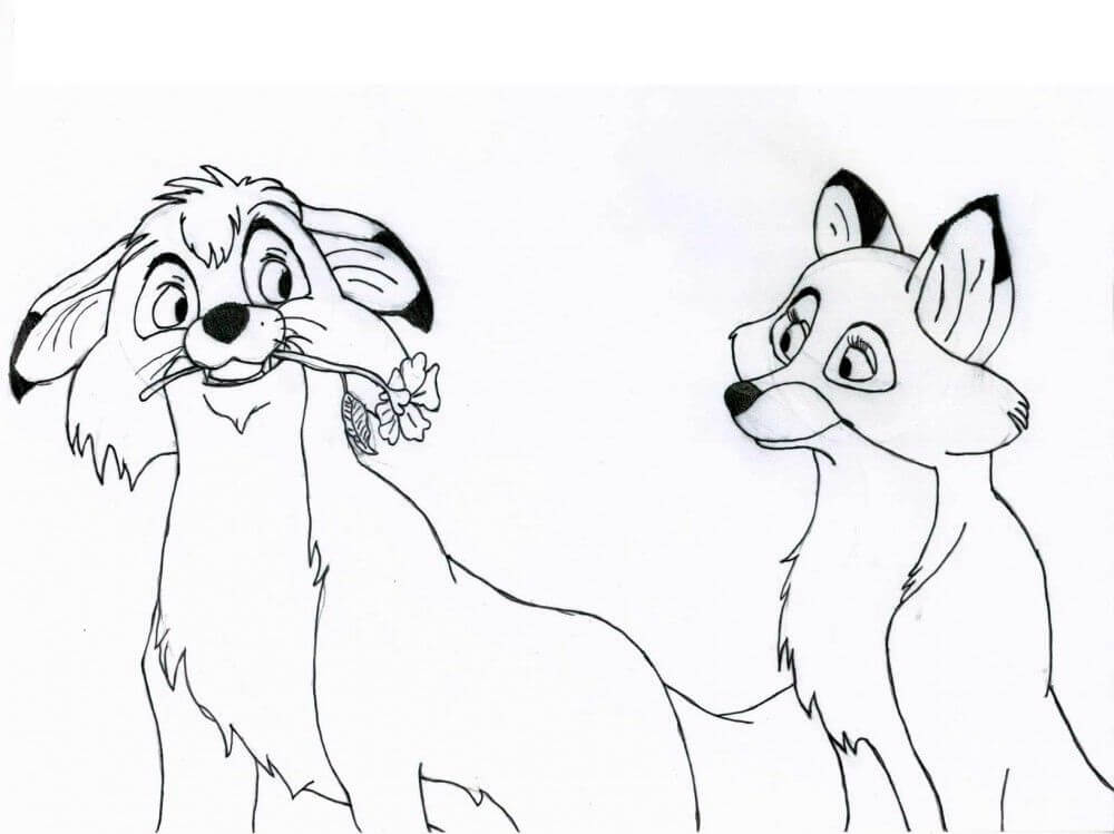 Dibujo de Tod y Vixey para Colorear