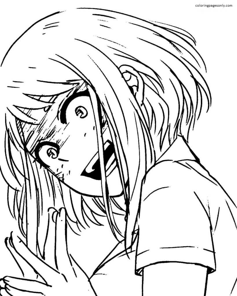 Dibujo de Asustada Ochako Uaraka para Colorear