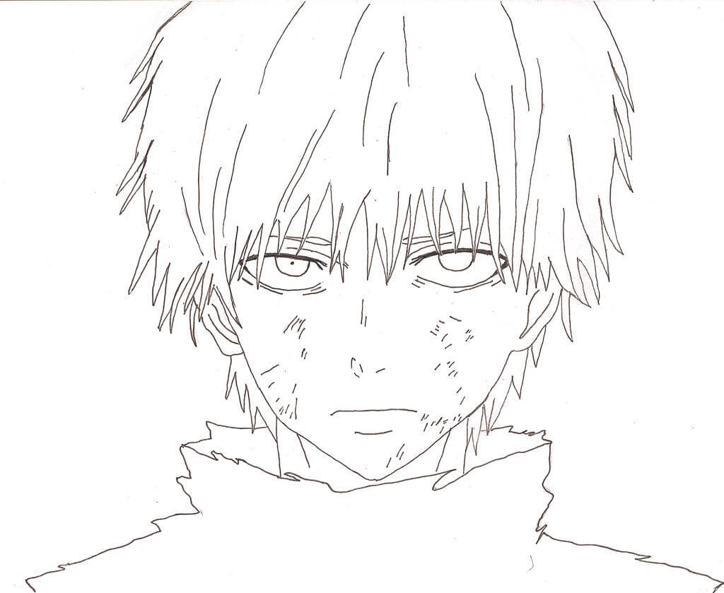Dibujo de Cara Kaneki Guapo para Colorear