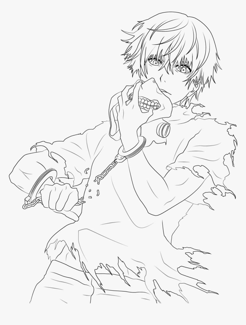 Dibujo de Guapo Kaneki Ken para Colorear