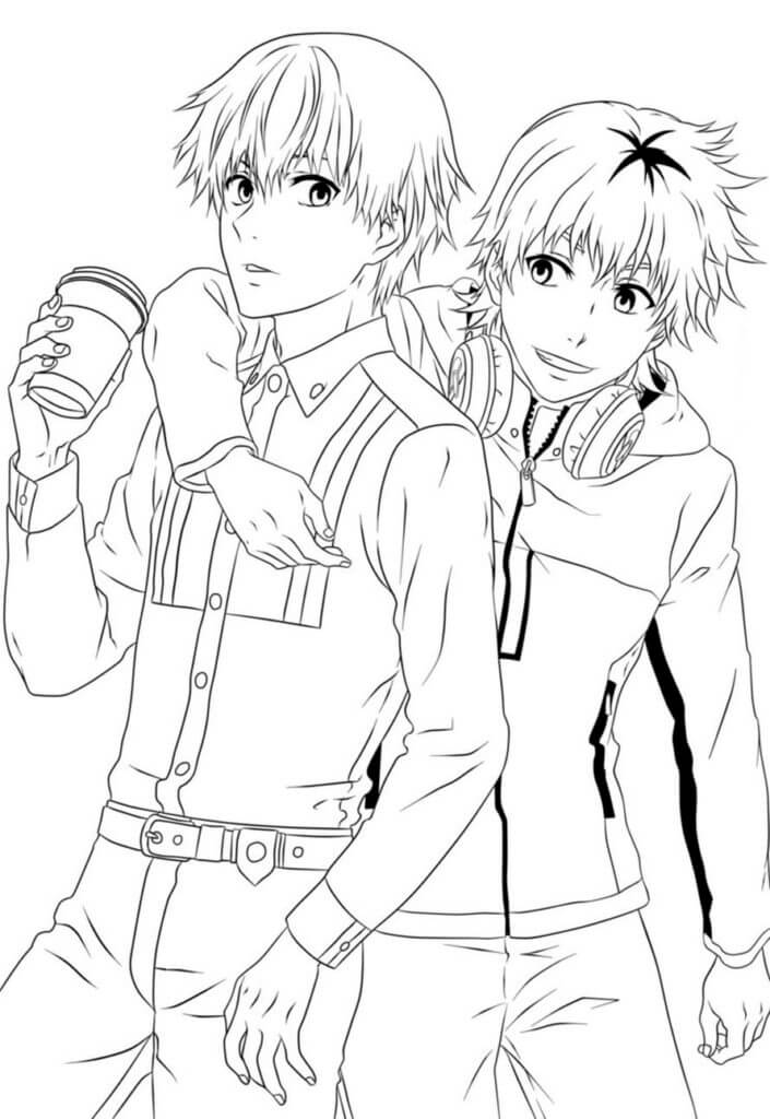 Dibujo de Hideyoshi y Kaneki para Colorear