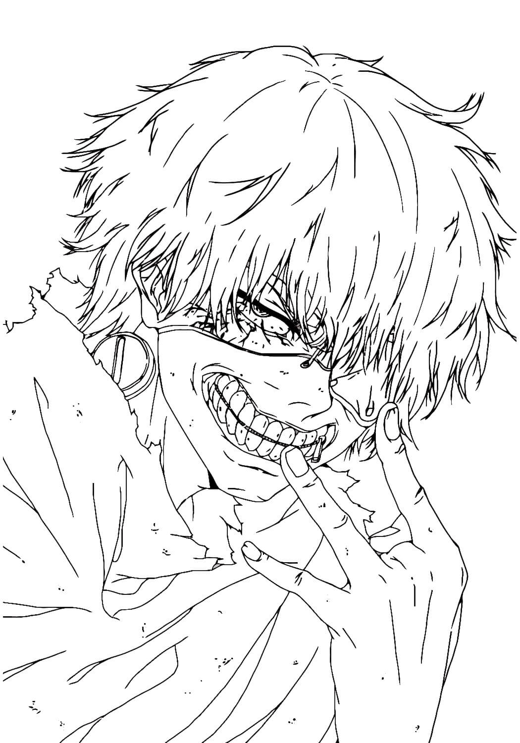 Dibujo de Kaneki Ken Triste para Colorear