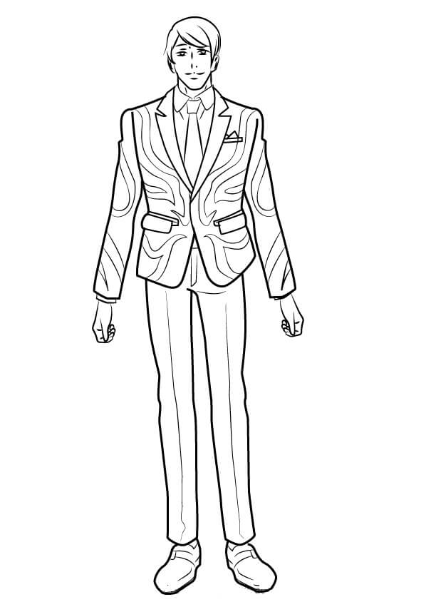 Dibujo de Shuu Tsukiyama Sonriendo para Colorear