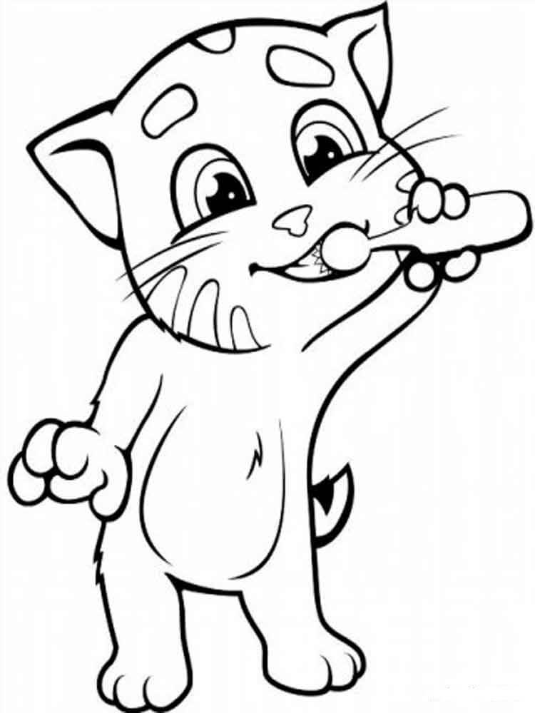 Dibujo de Cepillarse los Dientes con Tom para Colorear