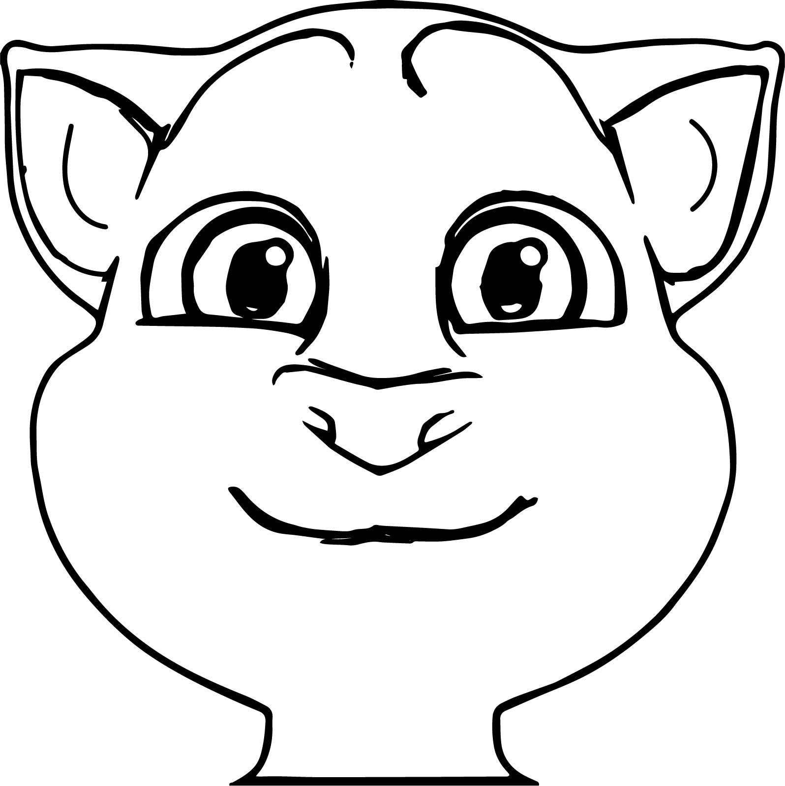 Dibujo de Frente Tom el Gato Que Habla para Colorear