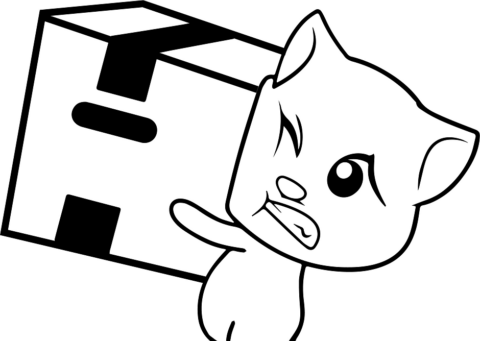 Dibujo de Tom Llevando una Caja Grande para Colorear