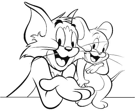 Dibujo de Feliz Tom y Jerry para Colorear
