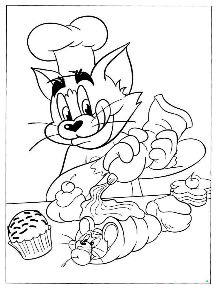 Dibujo de Tom Haciendo Pan de Jerry para Colorear