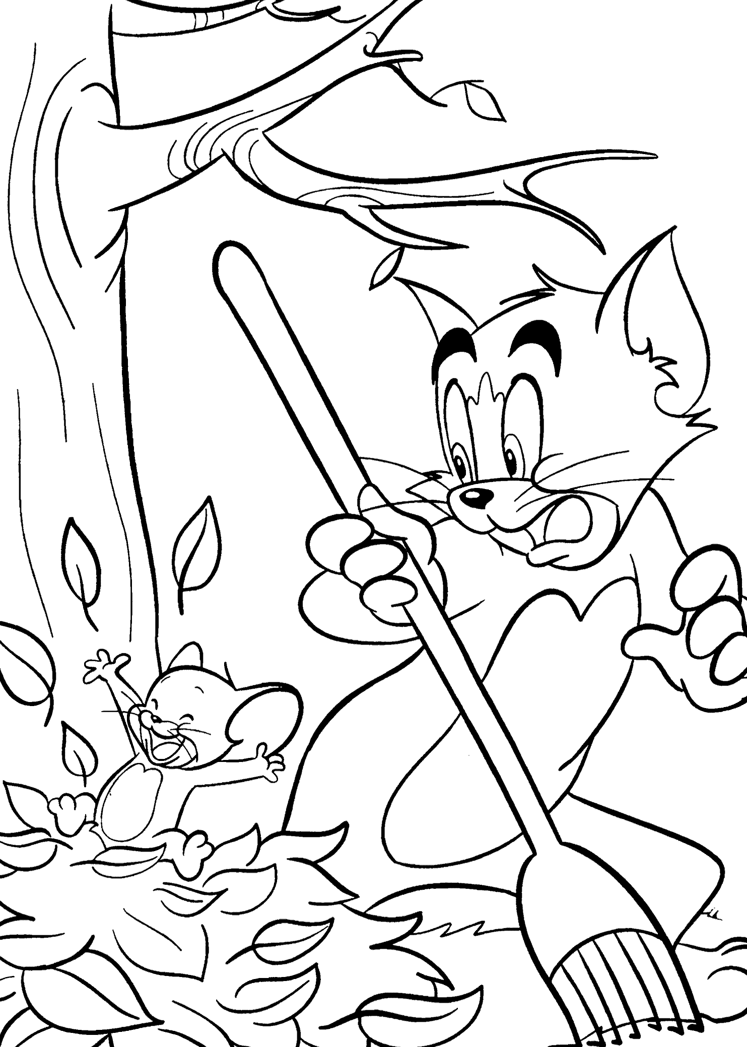 Dibujo de Tom Limpiando y Jerry Arruinando para Colorear