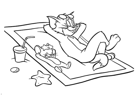 Dibujo de Tom y Jerry Relajante para Colorear