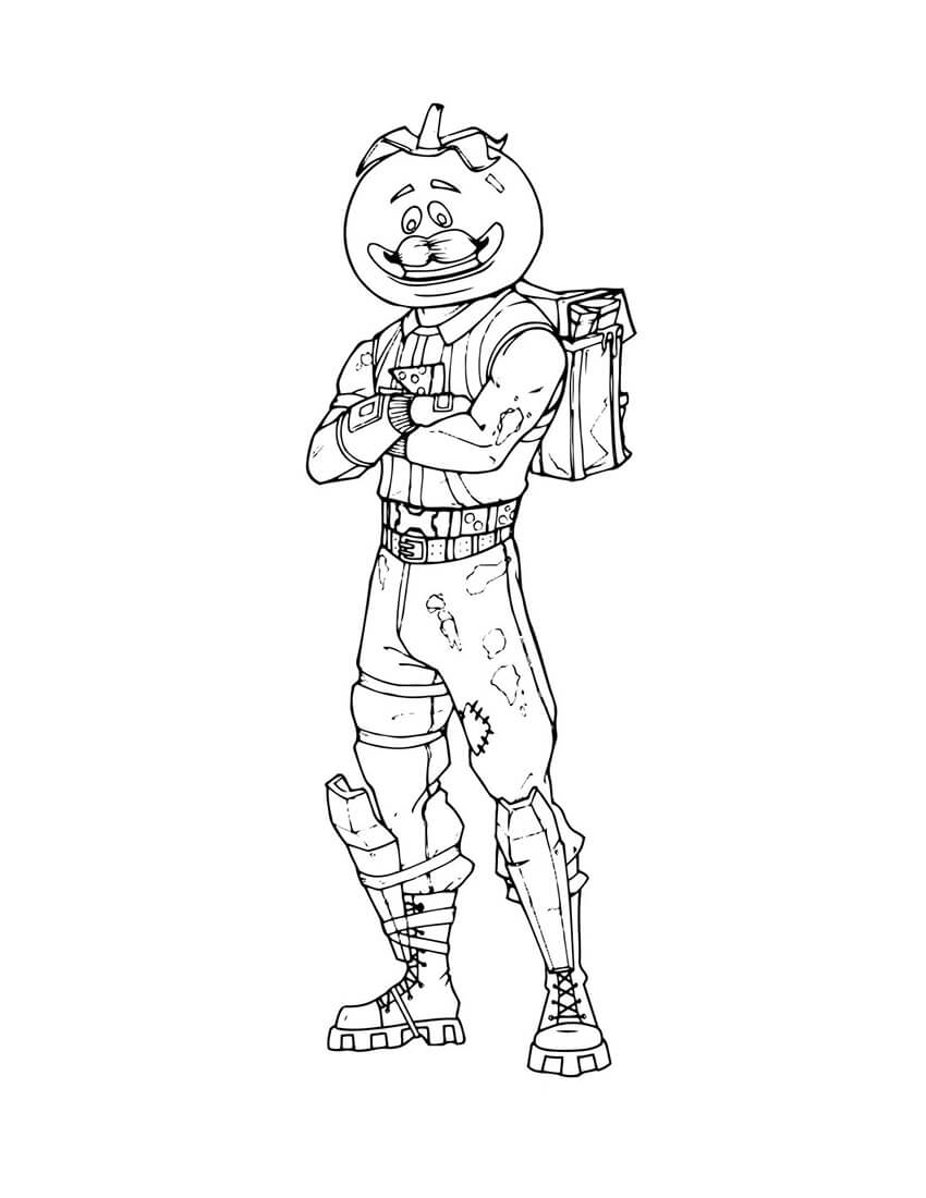 Dibujo de Cabeza de Tomate de Fortnite para Colorear