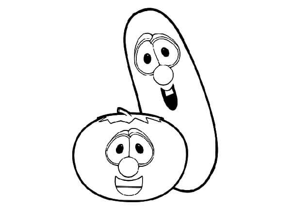 Dibujo de Larry Boy y Bob el Tomate para Colorear