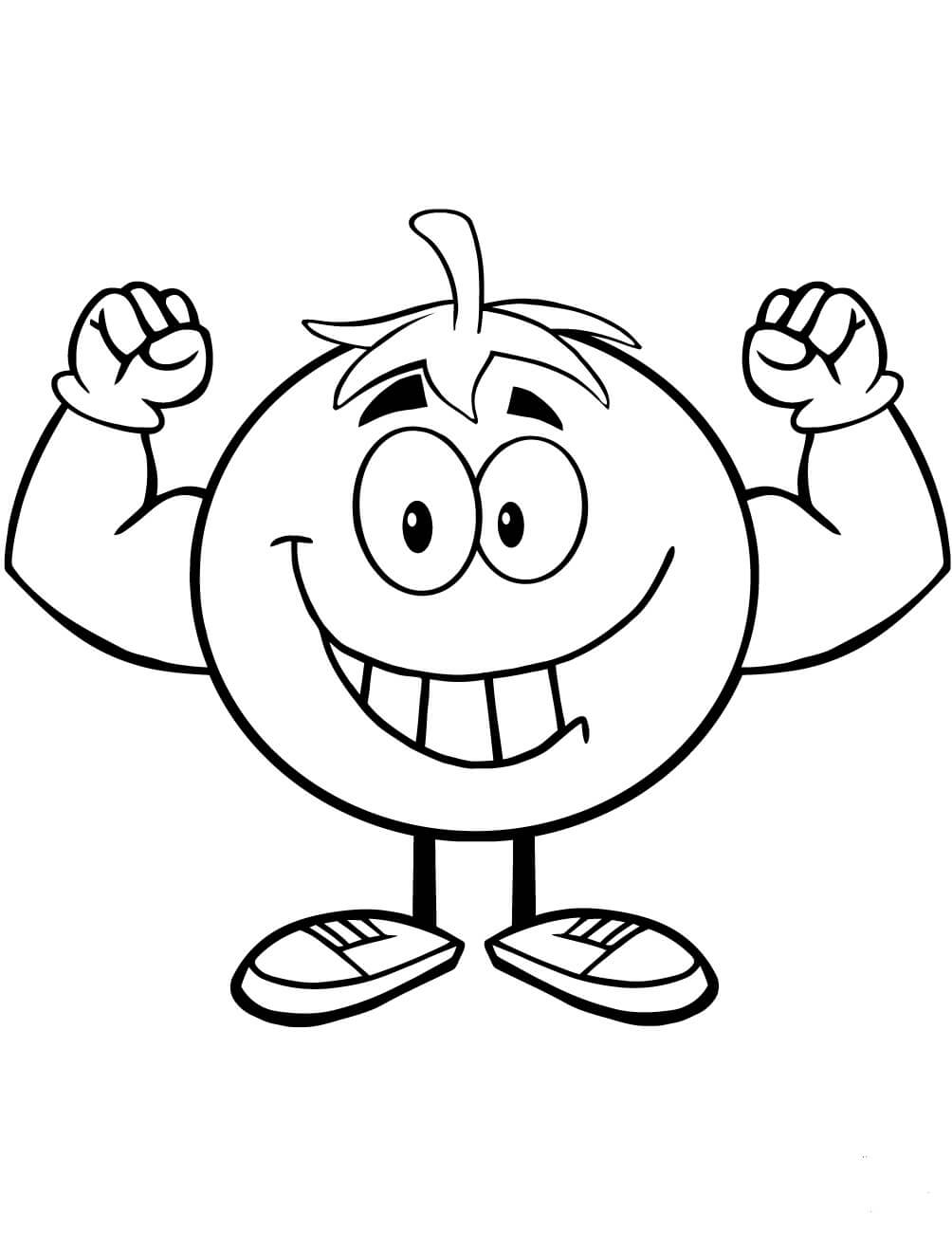 Dibujo de Tomate Musculoso para Colorear