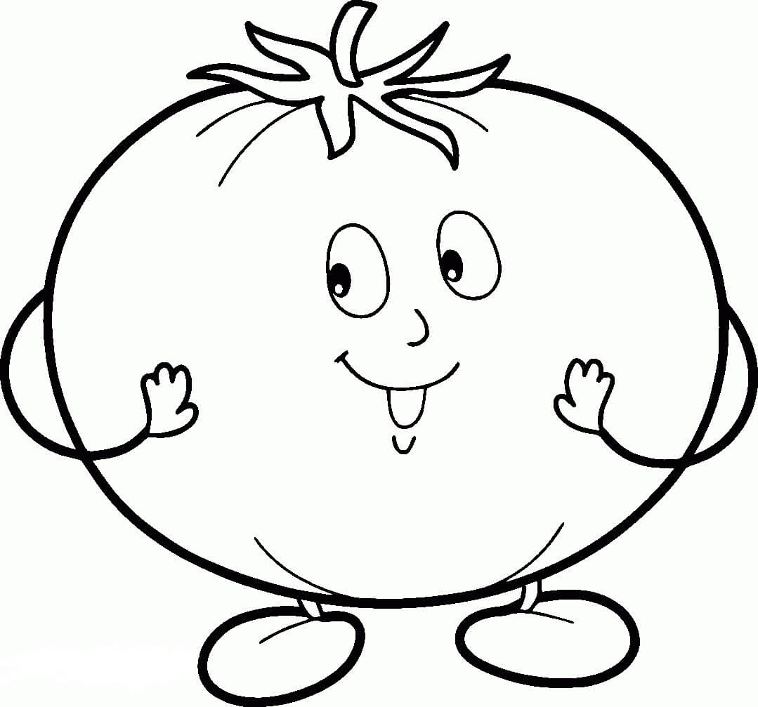 Dibujo de Tomate de Dibujos Animados para Colorear