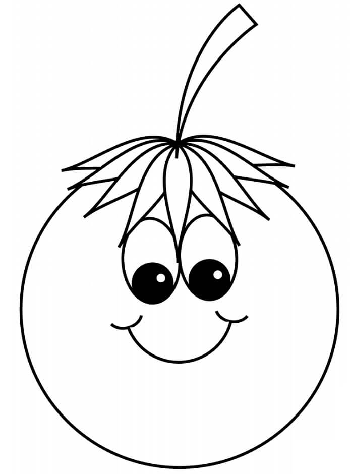 Dibujo de Tomate de Dibujos Animados Sonriendo para Colorear