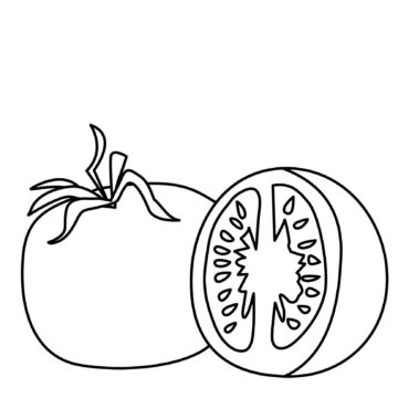 Dibujo de Un Tomate y Medio para Colorear