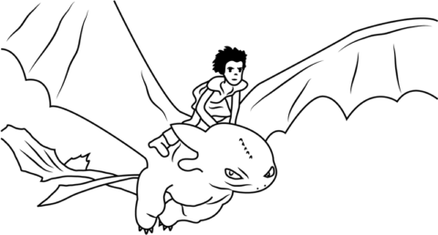 Dibujo de Hipo y Vuelo sin Dientes para Colorear