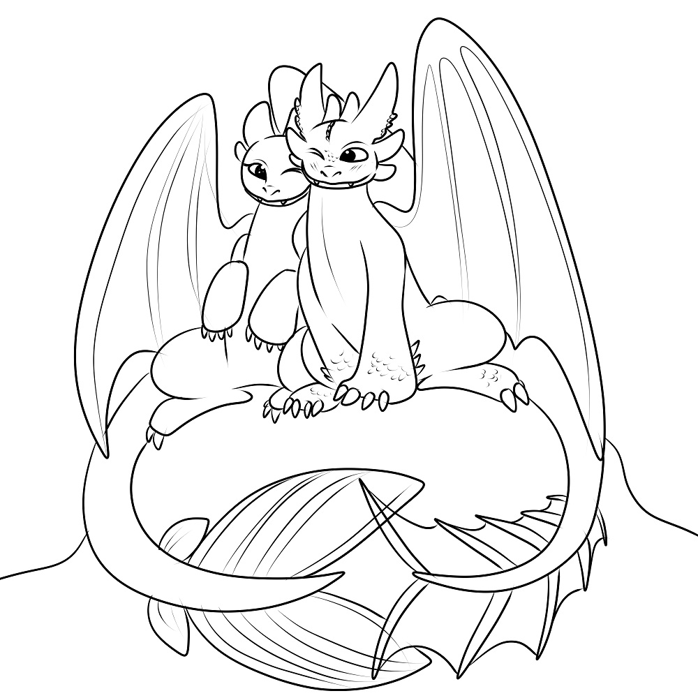 Dibujo de Toothless con Amor para Colorear