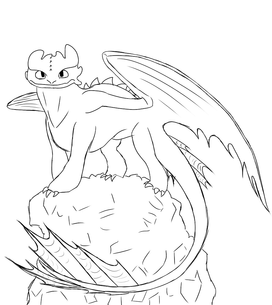 Dibujo de Toothless en una Roca para Colorear