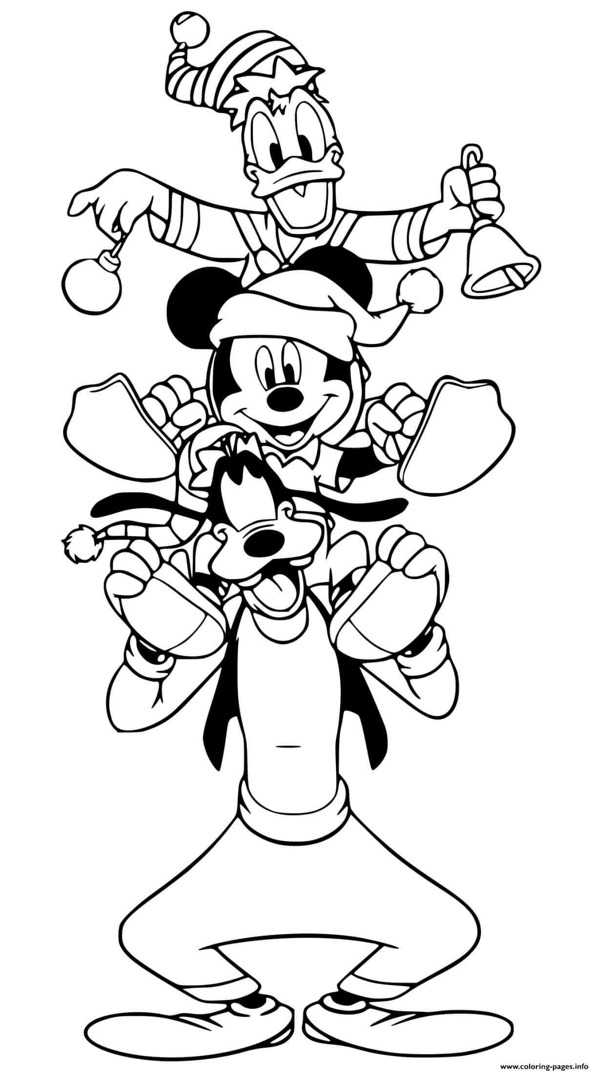 Dibujo de Mickey Donald Goofy Torre 1 para Colorear