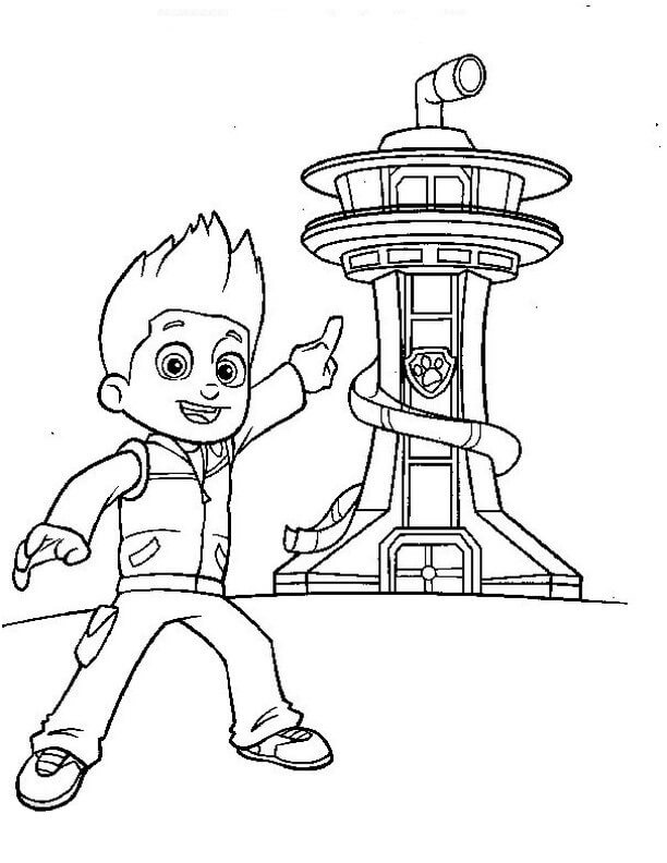 Dibujo de Torre de Vigilancia de la Patrulla Canina 1 para Colorear