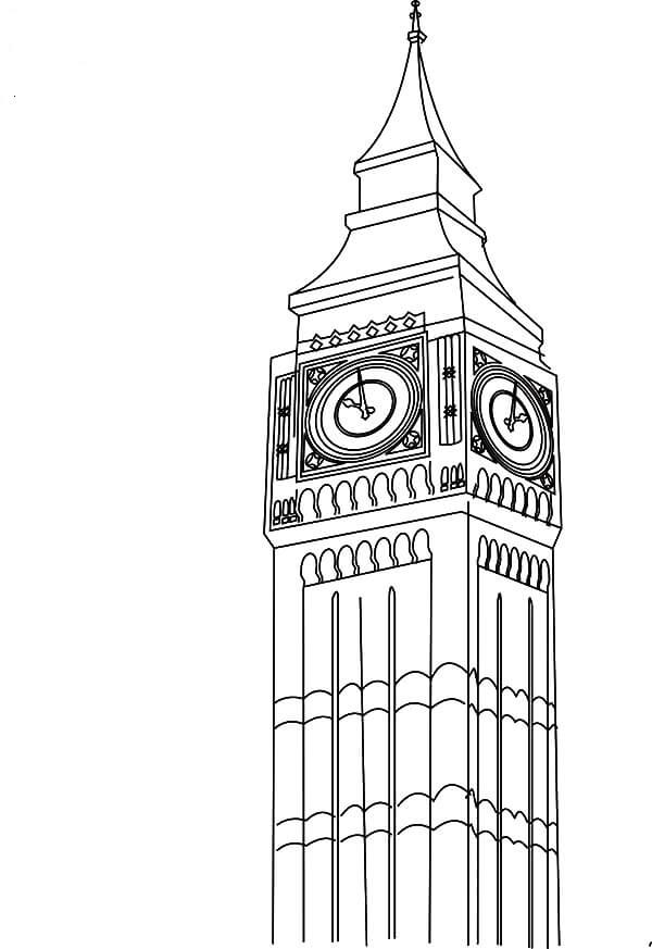 Dibujo de Torre del Reloj Big Ben 1 para Colorear