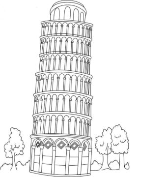 Dibujo de Torre Inclinada de Pisa 1 para Colorear