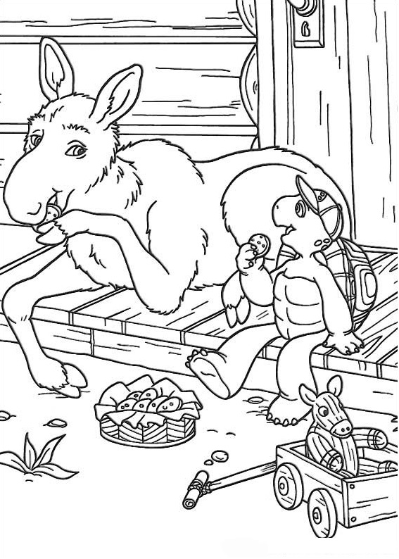 Dibujo de Franklin Comiendo Galleta para Colorear