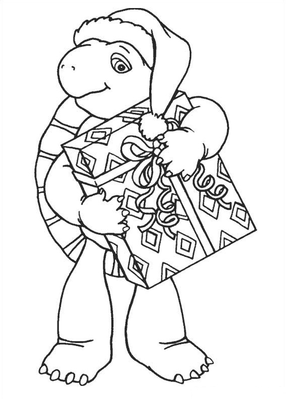 Dibujo de Franklin con un Regalo para Colorear
