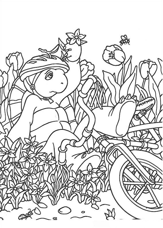 Dibujo de Franklin Triste con Flores para Colorear