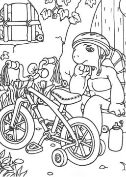 Dibujo de Franklin y Bicicleta para Colorear