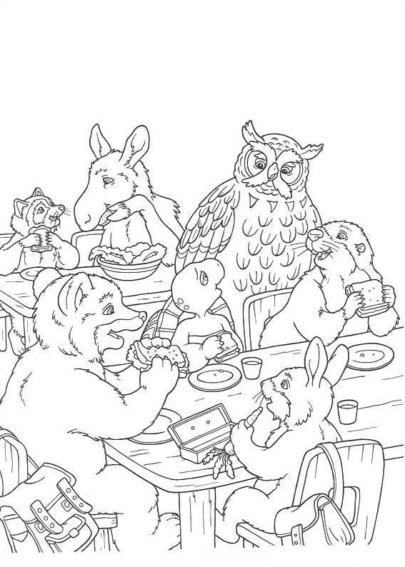 Dibujo de Personajes de Franklin Comiendo para Colorear