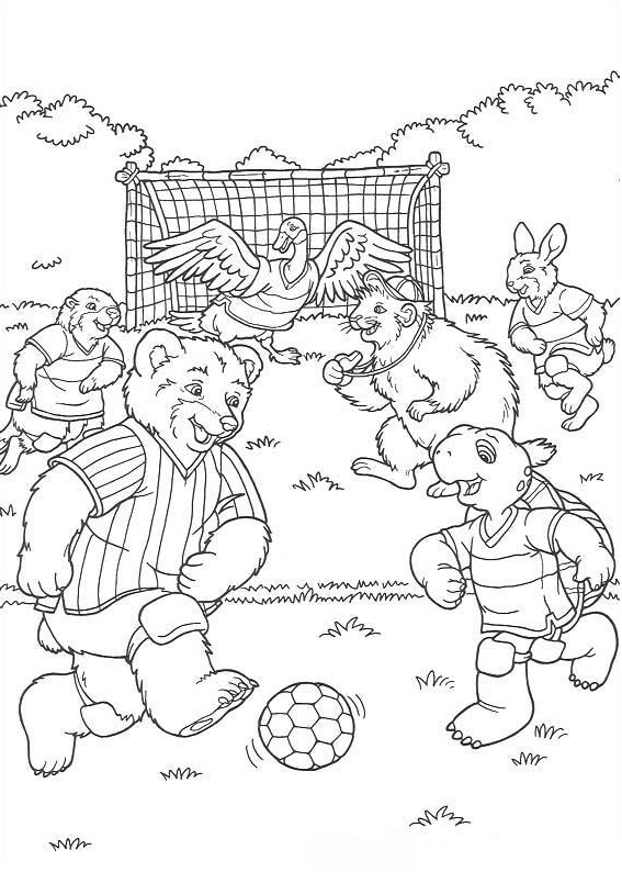 Dibujo de Personajes de Franklin Jugando al Futbol para Colorear