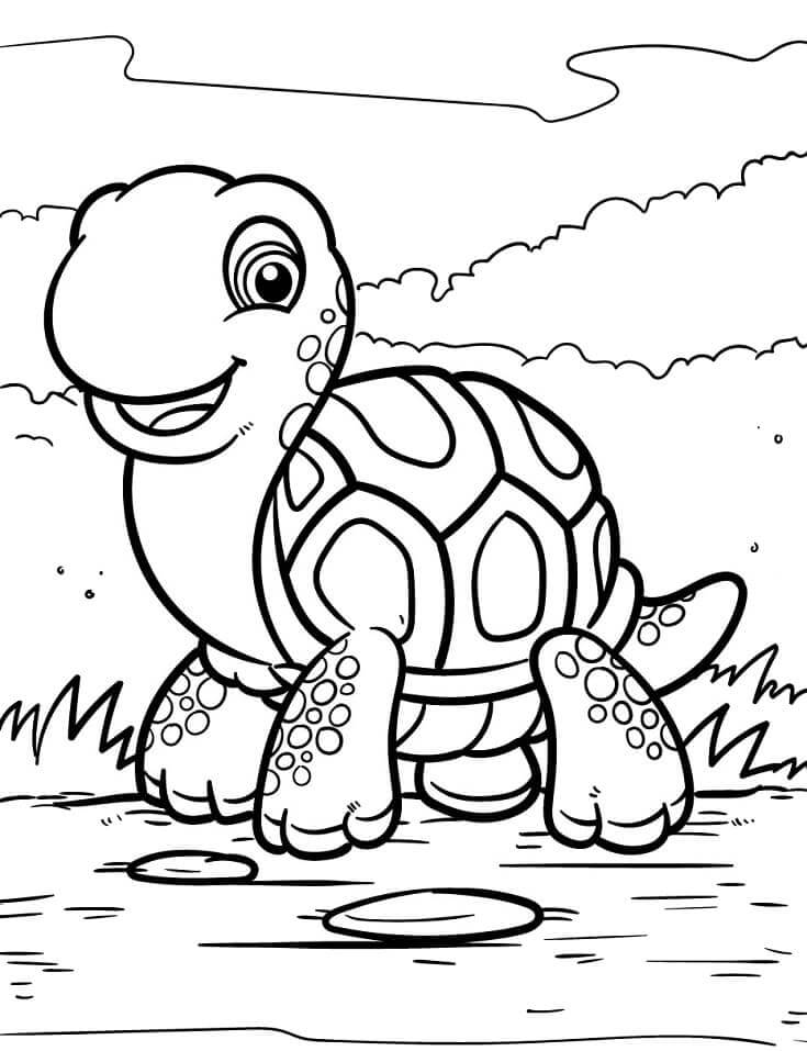 Dibujo de Adorable Tortuga para Colorear