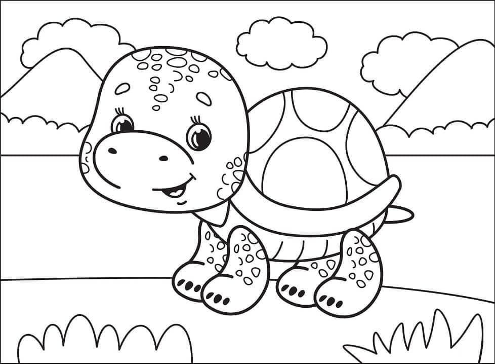 Dibujo de Animados de Tortuga Linda para Colorear