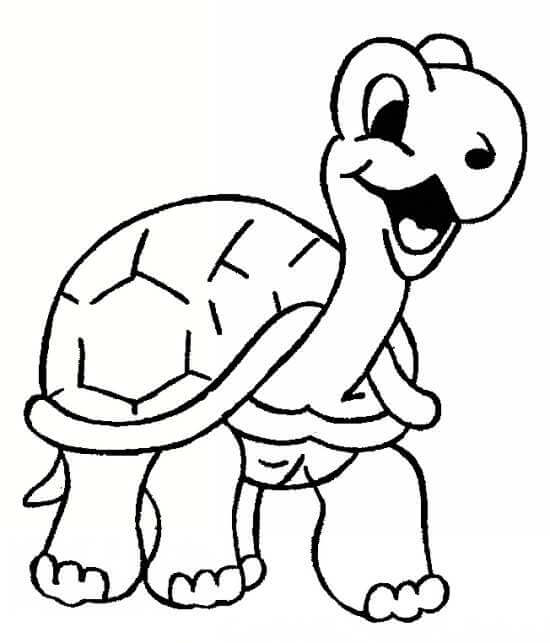 Dibujo de Tortuga Feliz para Colorear