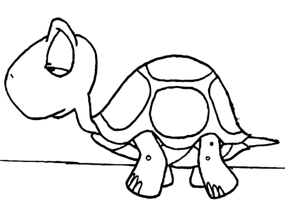 Dibujo de Tortuga Triste para Colorear
