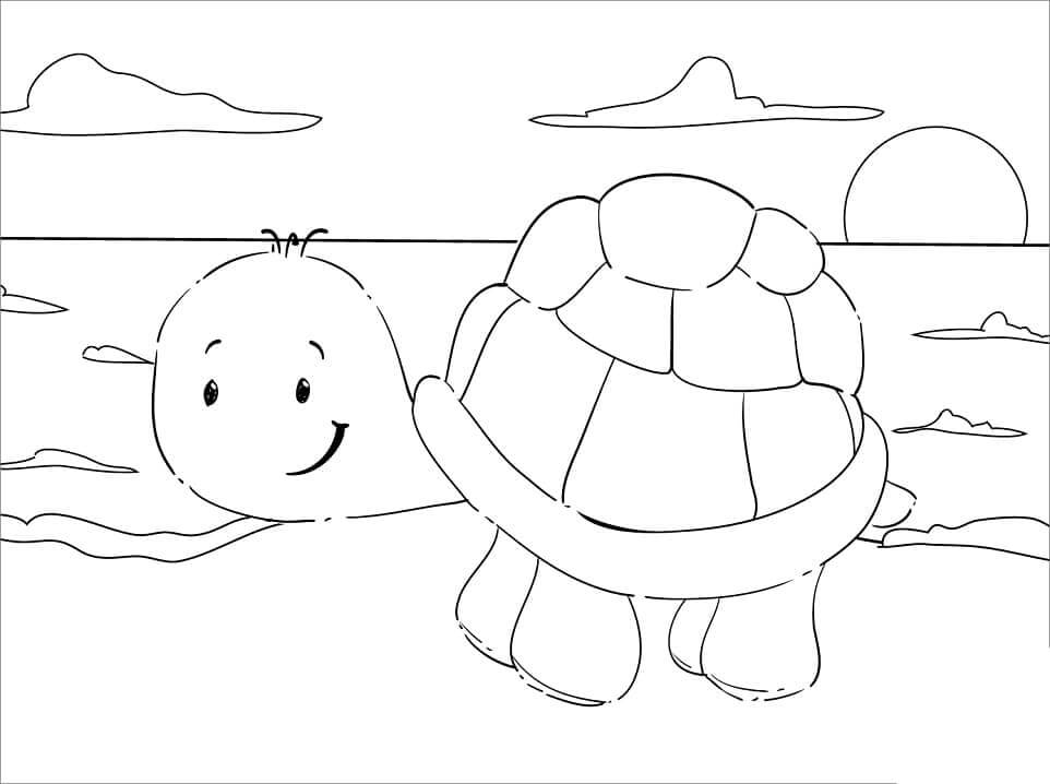 Dibujo de Tortuga en la Playa para Colorear