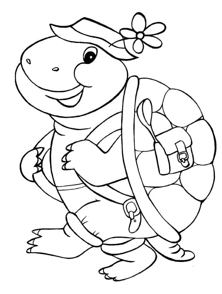 Dibujo de Viajero Tortuga para Colorear
