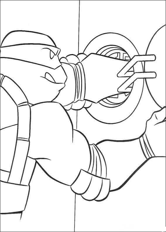 Dibujo de Donatello Entra en la Caja Fuerte para Colorear