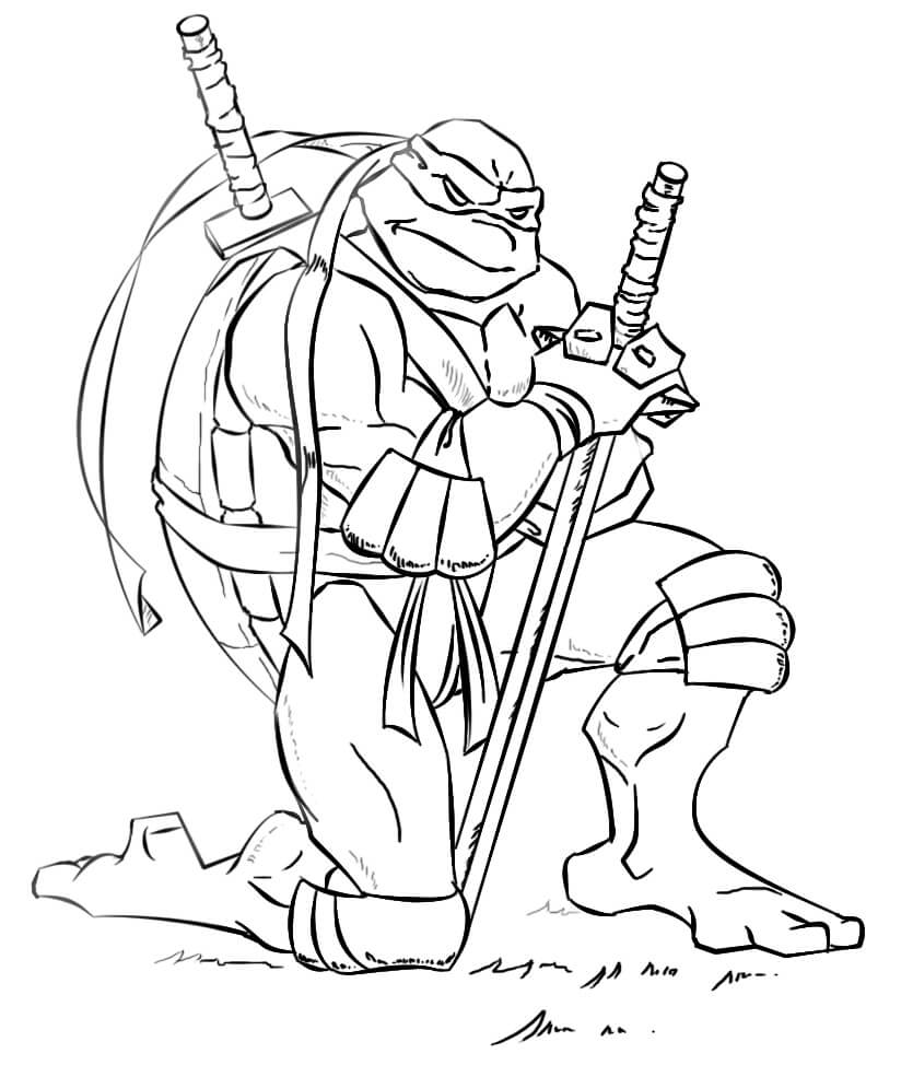 Dibujo de Leonardo de Tortugas Ninja para Colorear