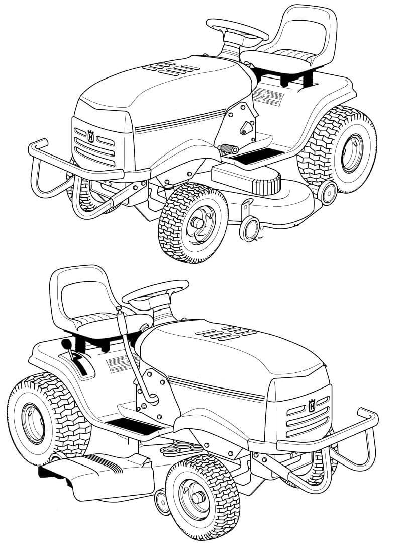 Dibujo de Cortacesped con Conductor Husqvarna para Colorear